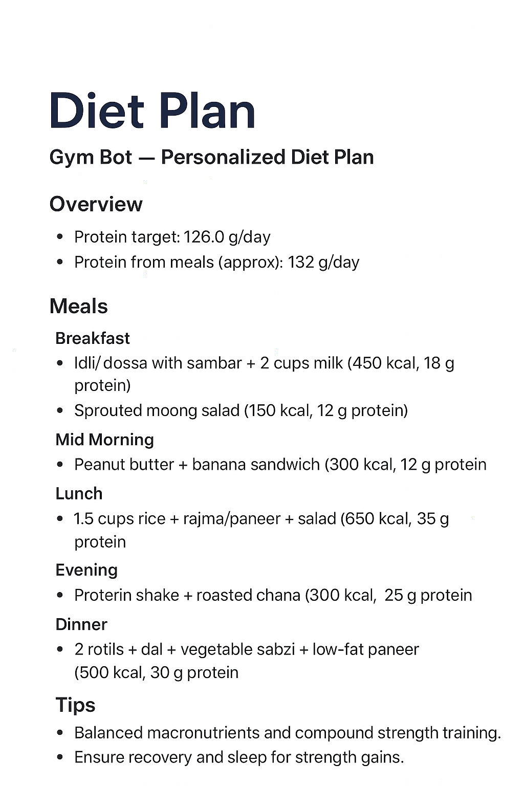 Diet Preview